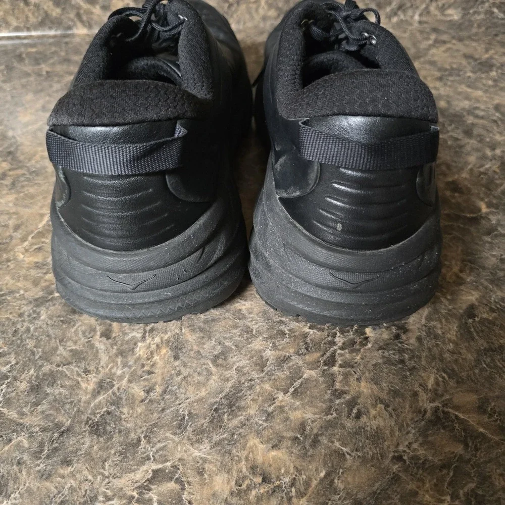 Hoka Sneakers Mens 14 Bondi SR Leather Black Lace Up Casual Comfort Everyday